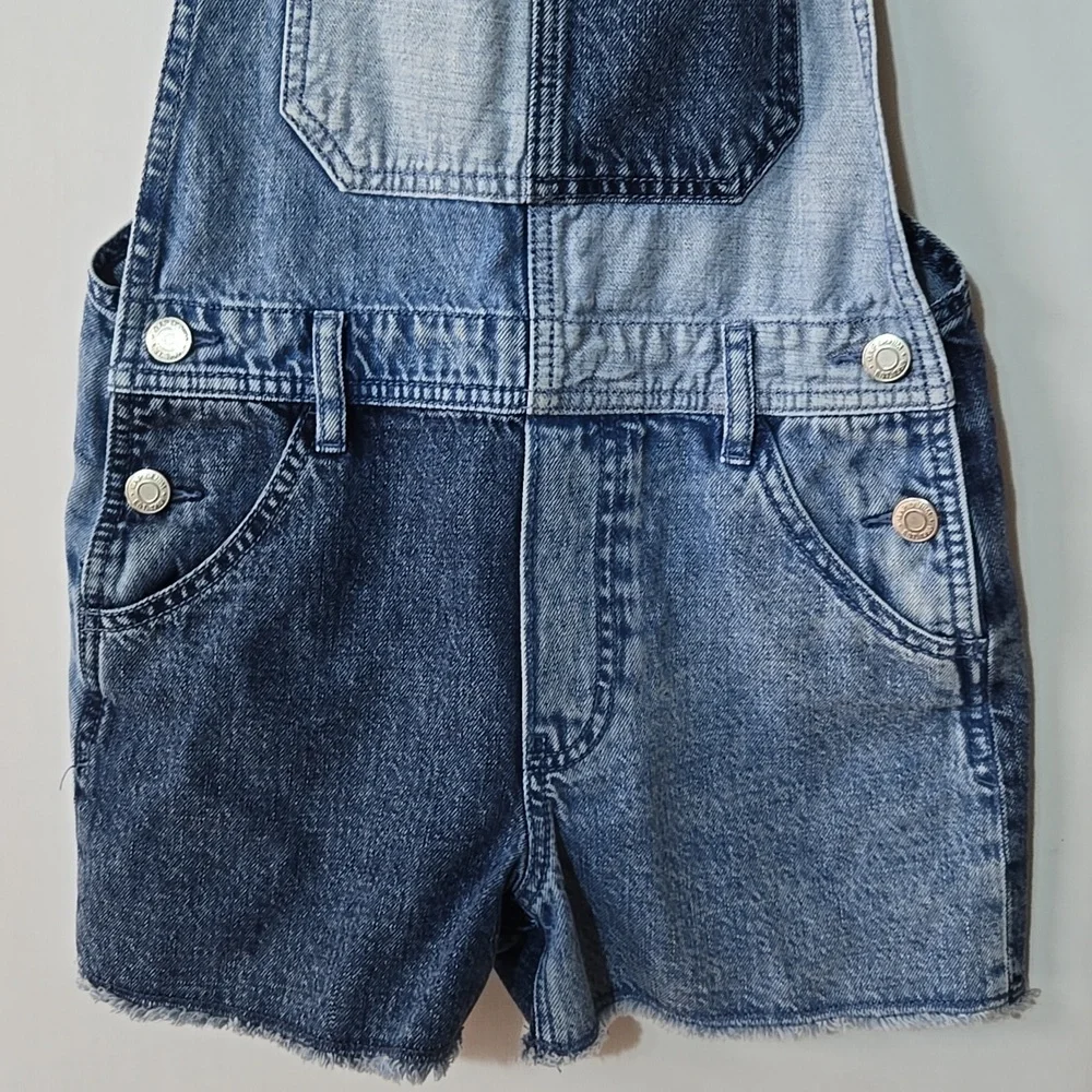GAP Girl's Denim Shortalls Size L 10  Jean‎ Overall Shorts Patchwork Colorblock